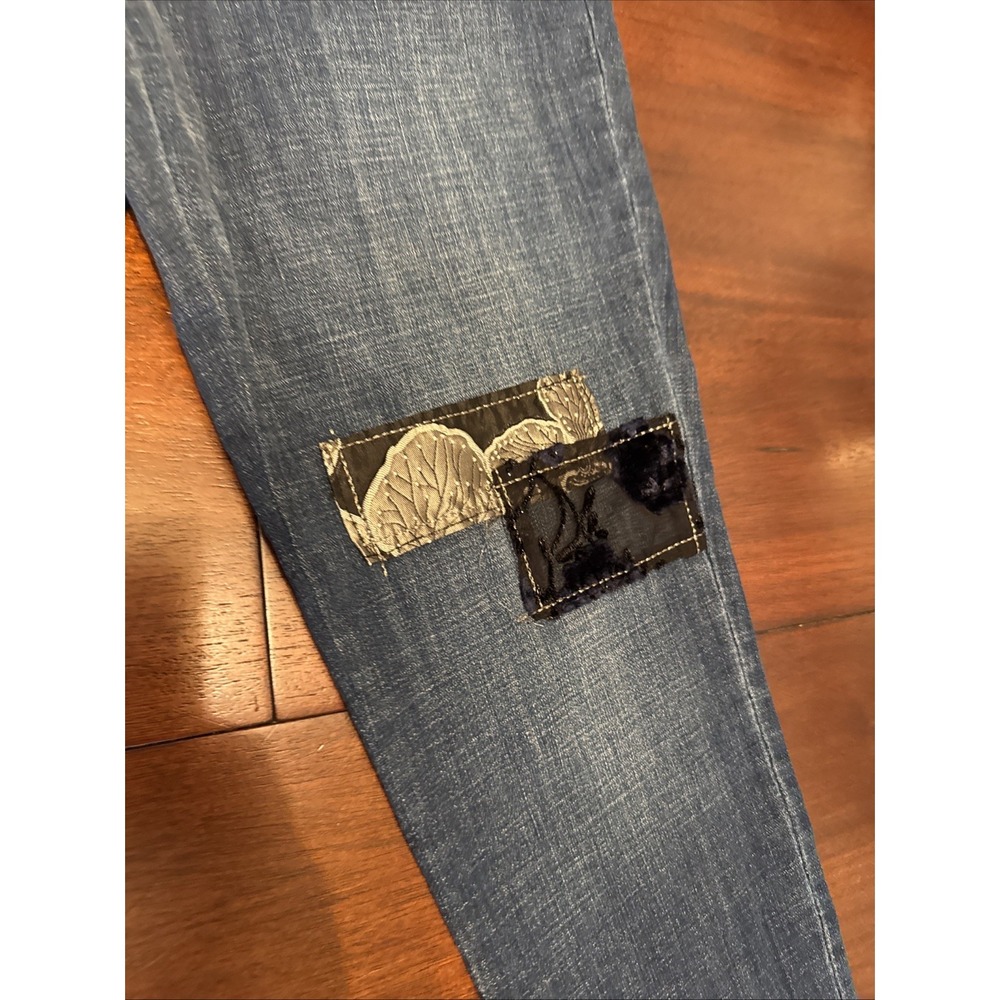 Chico's So Slimming Girlfriend Jeans 0.5R US 6 Patchwork Slim Ankle Blue - Picture 3 of 10